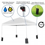 10'x10' White Pop Up Event Straight Leg Canopy Tent with Sandbags and Wheeled Case