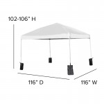 10'x10' White Pop Up Event Straight Leg Canopy Tent with Sandbags and Wheeled Case