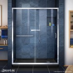 Infinity-Z 30 in. D x 60 in. W x 74 3/4 in. H Clear Sliding Shower Door in Chrome and Right Drain Black Base