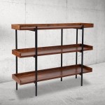 Mayfair 3 Shelf 35"H Storage Display Unit Bookcase with Black Metal Frame in Rustic Wood Grain Finish