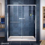 Infinity-Z 32 in. D x 60 in. W x 74 3/4 in. H Clear Sliding Shower Door in Chrome and Center Drain Biscuit Base