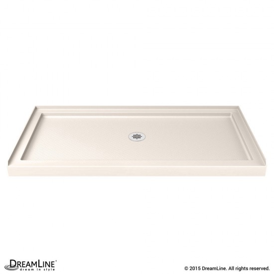 Infinity-Z 32 in. D x 60 in. W x 74 3/4 in. H Clear Sliding Shower Door in Chrome and Center Drain Biscuit Base
