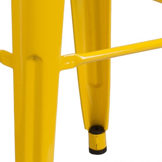 Commercial Grade 30" High Backless Yellow Metal Indoor-Outdoor Barstool with Square Seat