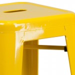 Commercial Grade 30" High Backless Yellow Metal Indoor-Outdoor Barstool with Square Seat