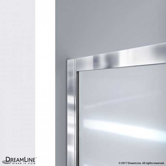 Infinity-Z 32 in. D x 60 in. W x 74 3/4 in. H Clear Sliding Shower Door in Brushed Nickel and Left Drain Biscuit Base