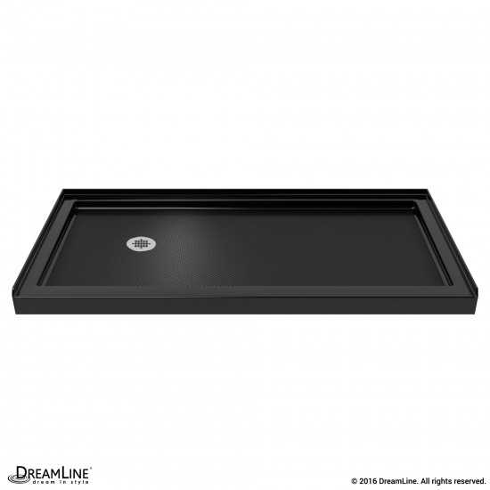 Infinity-Z 32 in. D x 60 in. W x 74 3/4 in. H Clear Sliding Shower Door in Chrome and Left Drain Black Base