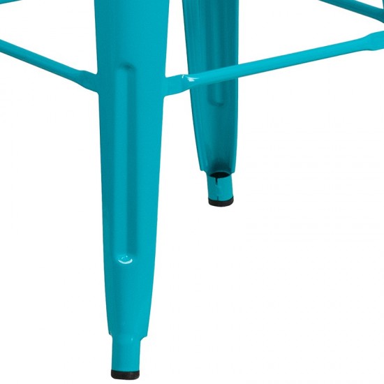 Commercial Grade 30" High Backless Crystal Teal-Blue Indoor-Outdoor Barstool