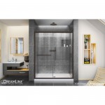 Infinity-Z 34 in. D x 60 in. W x 74 3/4 in. H Clear Sliding Shower Door in Oil Rubbed Bronze and Center Drain White Base