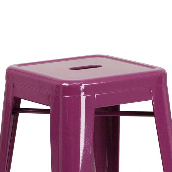 Commercial Grade 30" High Backless Purple Indoor-Outdoor Barstool