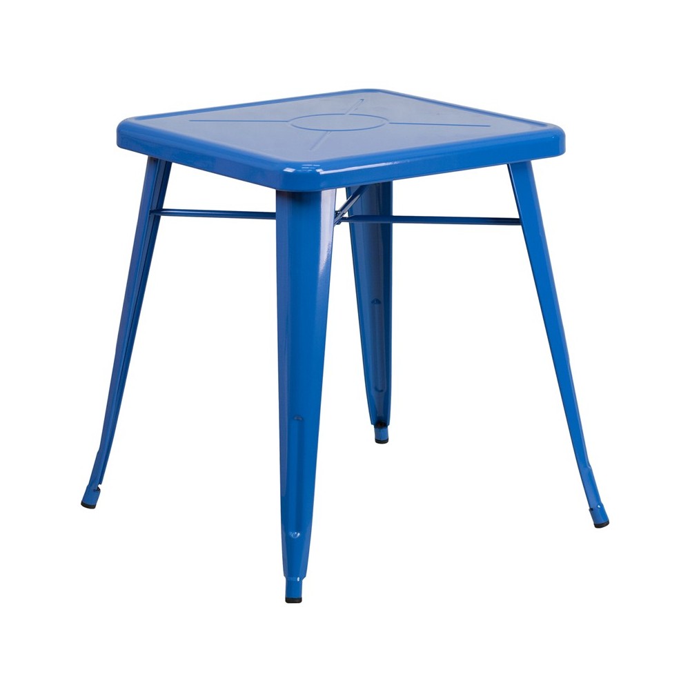 Commercial Grade 23.75" Square Blue Metal Indoor-Outdoor Table Commercial Grade 23.75" Square Blue Metal Indoor-Outdoor Table