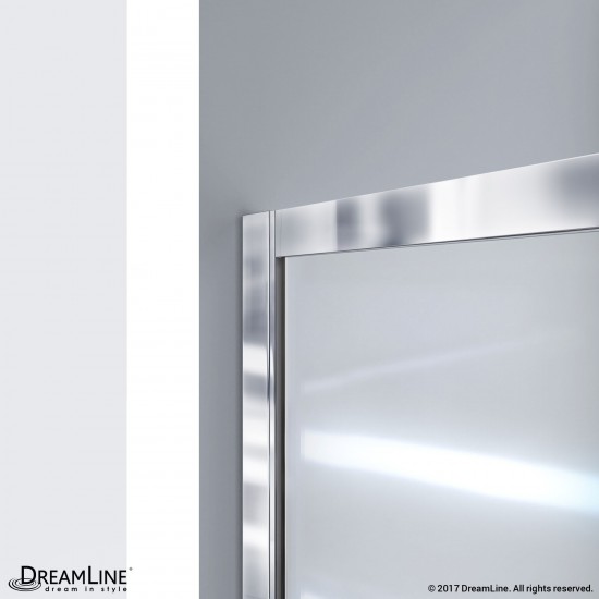 Infinity-Z 36 in. D x 60 in. W x 74 3/4 in. H Frosted Sliding Shower Door in Chrome and Left Drain Biscuit Base