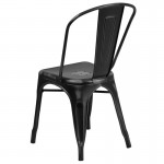 Commercial Grade Distressed Black Metal Indoor-Outdoor Stackable Chair