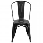 Commercial Grade Distressed Black Metal Indoor-Outdoor Stackable Chair