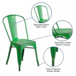 Commercial Grade Distressed Green Metal Indoor-Outdoor Stackable Chair