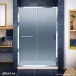 Infinity-Z 36 in. D x 48 in. W x 74 3/4 in. H Frosted Sliding Shower Door in Chrome and Center Drain Biscuit Base