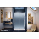 Infinity-Z 36 in. D x 48 in. W x 74 3/4 in. H Frosted Sliding Shower Door in Chrome and Center Drain Biscuit Base