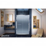 Infinity-Z 36 in. D x 48 in. W x 74 3/4 in. H Frosted Sliding Shower Door in Chrome and Center Drain Black Base