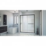 Infinity-Z 34 in. D x 60 in. W x 74 3/4 in. H Clear Sliding Shower Door in Satin Black, Right Drain White Base