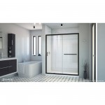 Infinity-Z 36 in. D x 60 in. W x 74 3/4 in. H Clear Sliding Shower Door in Satin Black, Left Drain White Base