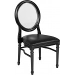 900 lb. Capacity King Louis Chair with Transparent Back, Black Vinyl Seat and Black Frame