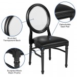 900 lb. Capacity King Louis Chair with Transparent Back, Black Vinyl Seat and Black Frame