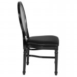 900 lb. Capacity King Louis Chair with Transparent Back, Black Vinyl Seat and Black Frame