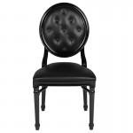900 lb. Capacity King Louis Chair with Tufted Back, Black Vinyl Seat and Black Frame