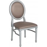 900 lb. Capacity King Louis Chair with Taupe Vinyl Back and Seat and Silver Frame