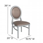 900 lb. Capacity King Louis Chair with Taupe Vinyl Back and Seat and Silver Frame