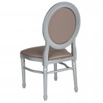 900 lb. Capacity King Louis Chair with Taupe Vinyl Back and Seat and Silver Frame