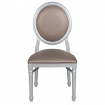 900 lb. Capacity King Louis Chair with Taupe Vinyl Back and Seat and Silver Frame