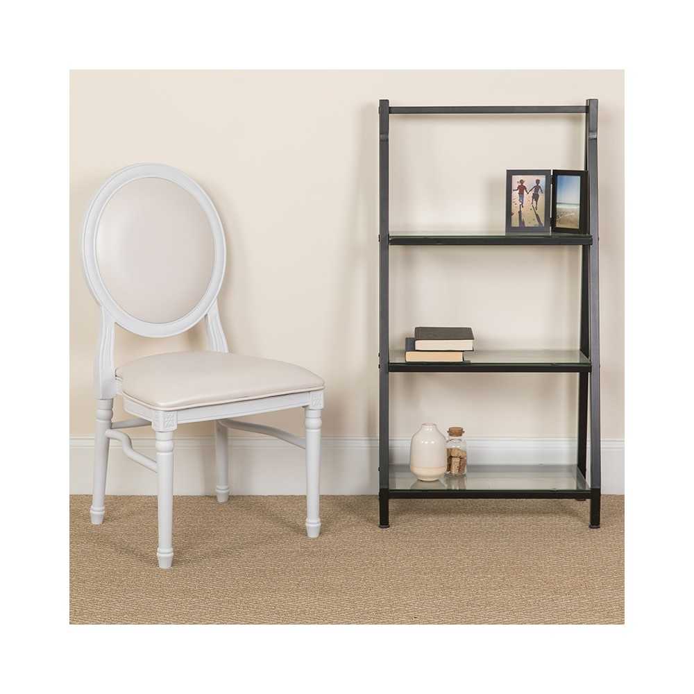 HERCULES Series 900 lb. Capacity King Louis Chair with White Vinyl Back