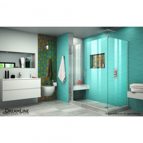 Unidoor Plus 59 in. W x 30 3/8 in. D x 72 in. H Frameless Hinged Shower Enclosure in Brushed Nickel