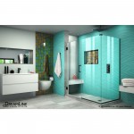 Unidoor Plus 56 in. W x 34 3/8 in. D x 72 in. H Frameless Hinged Shower Enclosure in Satin Black