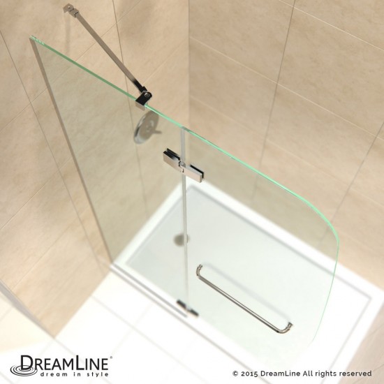 Aqua Ultra 30 in. D x 60 in. W x 74 3/4 in. H Frameless Shower Door in Chrome and Center Drain Black Base Kit