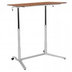 Sit-Down, Stand-Up Cherry Computer Ergonomic Desk with 37.375"W Top (Adjustable Range 29" - 40.75")