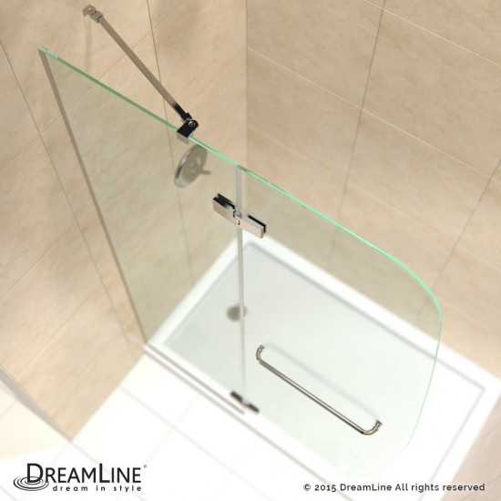 Aqua Ultra 32 in. D x 60 in. W x 74 3/4 in. H Frameless Shower Door in Chrome and Center Drain Biscuit Base Kit