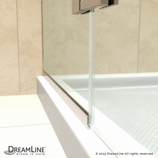 Aqua Ultra 32 in. D x 60 in. W x 74 3/4 in. H Frameless Shower Door in Chrome and Center Drain Biscuit Base Kit