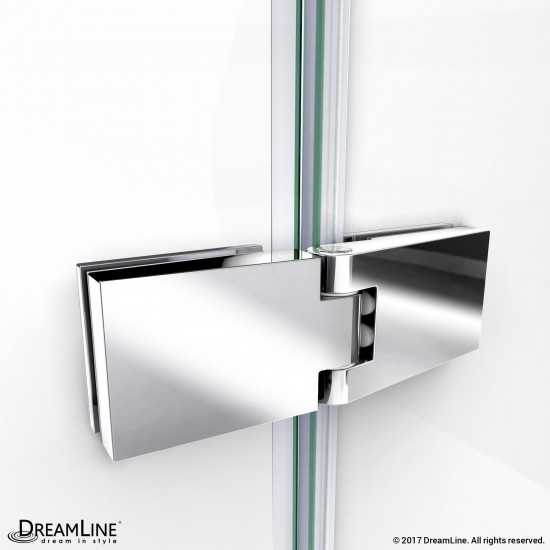 Aqua Ultra 32 in. D x 60 in. W x 74 3/4 in. H Frameless Shower Door in Chrome and Center Drain Biscuit Base Kit