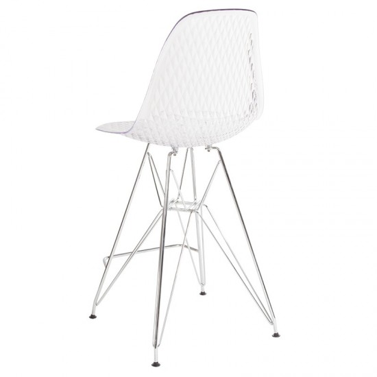 26" High Clear Acrylic Counter Height Stool with Chrome Legs