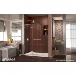 Aqua Ultra 32 in. D x 60 in. W x 74 3/4 in. H Frameless Shower Door in Chrome and Left Drain Biscuit Base Kit