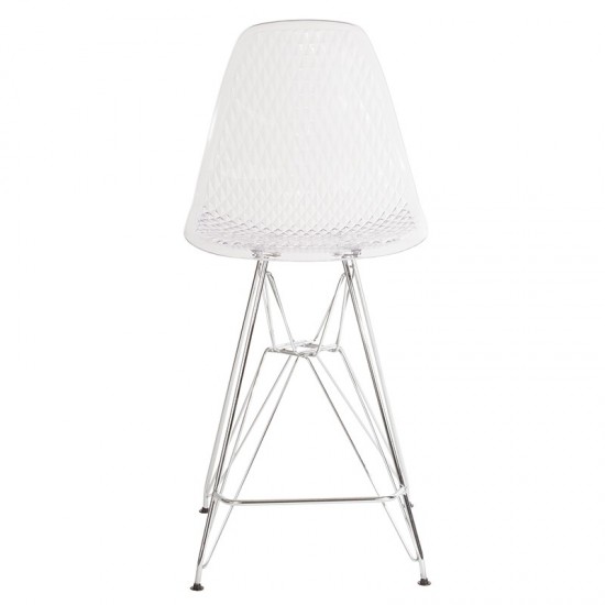 26" High Clear Acrylic Counter Height Stool with Chrome Legs