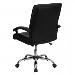 Mid-Back Black LeatherSoft Swivel Manager's Office Chair with Arms