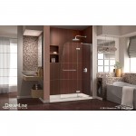 Aqua Ultra 32 in. D x 60 in. W x 74 3/4 in. H Frameless Shower Door in Chrome and Right Drain Biscuit Base Kit