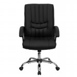 Mid-Back Black LeatherSoft Swivel Manager's Office Chair with Arms