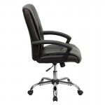 Mid-Back Espresso Brown LeatherSoft Swivel Manager's Office Chair with Arms