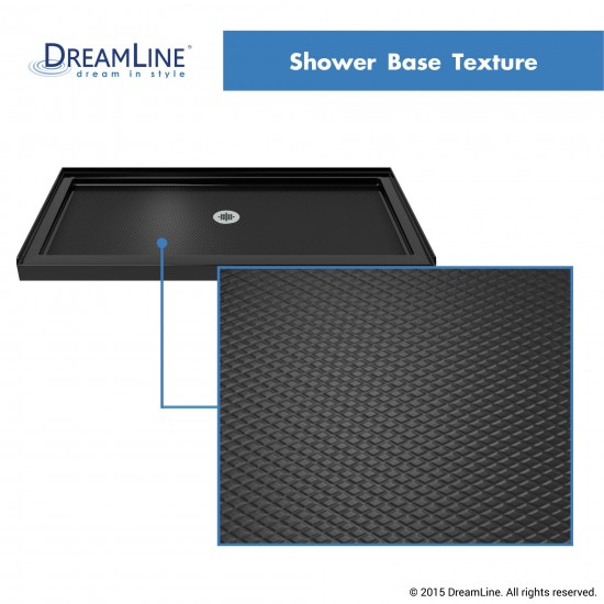 Aqua Ultra 34 in. D x 60 in. W x 74 3/4 in. H Frameless Shower Door in Chrome and Center Drain Black Base Kit