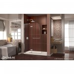Aqua Ultra 36 in. D x 60 in. W x 74 3/4 in. H Frameless Shower Door in Chrome and Left Drain Biscuit Base Kit
