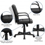 Mid-Back Black LeatherSoft Swivel Task Office Chair with Arms