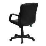 Mid-Back Black LeatherSoft Swivel Task Office Chair with Arms